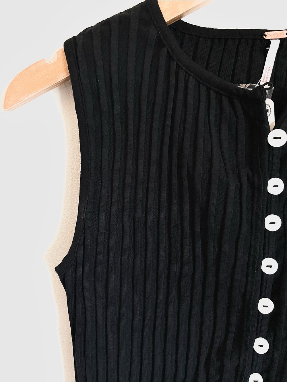 Free People Black Ribbed Button-Front Tank - Picture 12 of 15
